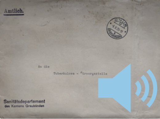 Couvert adressiert an die Tuberkulosefürsorgestelle Ems vom 8. Oktober 1935